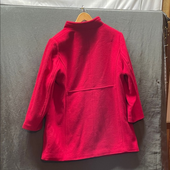 Talbots Plus Fabric woven in Italy Bold Red Trench Coat - Picture 8 of 11